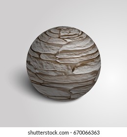 Sphere from a stone. Stone sphere. The texture of the stone. Vector illustration