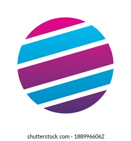 Sphere With Stripes Purple And Blue Company Logo Colorful Design Icon Vector Illustration