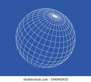 Sphere In Third Dimension. Vector 3d Illustration. Linear Sphere