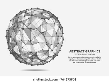 Sphere, vector illustration for minimalistic design . Network connections with points and lines. Abstract technology background.