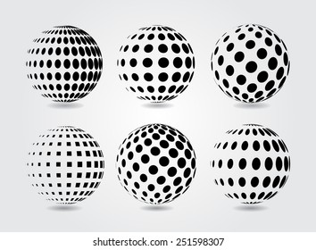 Sphere vector illustration..Halftone vector design element.Abstract round logo.