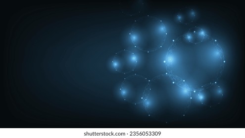 Vector de esfera sobre fondo azul oscuro. Fondo de la tecnología de forma geométrica circular.