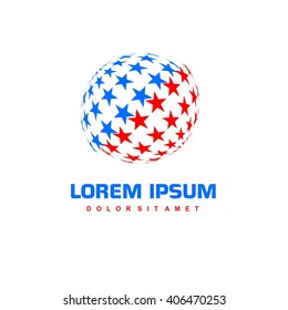 Sphere vector template.Sphere with stars.Star logo design