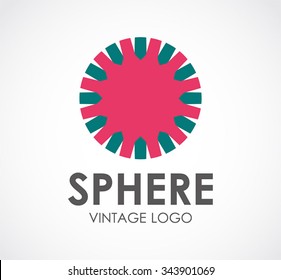 Sphere of vintage round ribbon abstract vector and logo design or template art business icon of company identity symbol concept