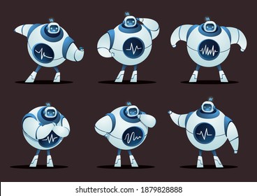 sphere white mascot robot character set