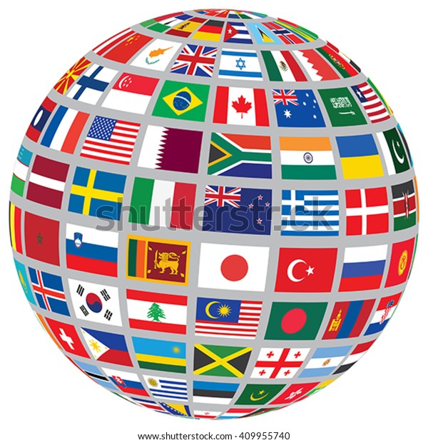 Sphere World Flags Isolated On White Stock Vector (Royalty Free) 409955740