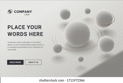 Spheres above the surface. Light abstract composition.