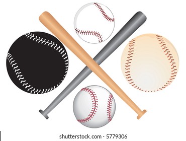 spheres and batons of baseball - symbol, vector