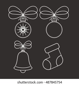 Spheres bell and boot icon. Merry Christmas season and decoration theme. Vector illustration