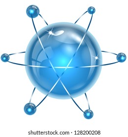 spheres of blue color on a white background
