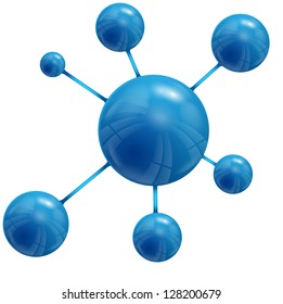 spheres of blue color on a white background