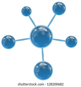 spheres of blue color on a white background