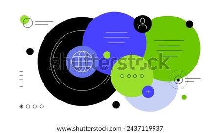 Spheres chart. Abstract scheme, infographic element, presentation slide template. Minimalist flat graphics. Vector file.