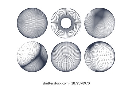 Spheres consisting of points. 3D grid design. Vector illustration for science and technology.