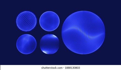 Spheres consisting of points. Global digital connections. Technology concept. 3D grid design. Vector illustration for science and technology.