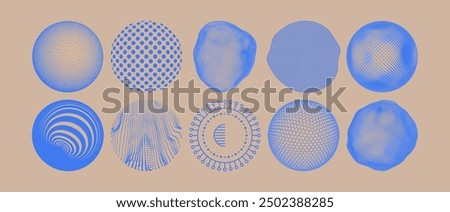 Spheres consisting of points. Global digital connections. Technology concept. Abstract design elements with dynamic particles. 3D grid design. Vector illustration for science and technology.