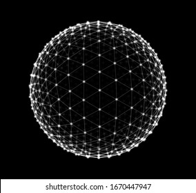 Spheres of Dots and Lines Background. HUD Element. Sci-Fi Planet Earth Template for Heads Up Display. Geometry Math Vector Illustration. Dots Circles with Depth of Field.