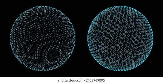 Bereiche mit Punkten und Linien, Hintergrund. HUD-Element. Sci-Fi Planet Earth Template für Heads-Up Display. Geometry-Mathe-Vektorgrafik. Dots Circles mit Tiefe des Feldes.