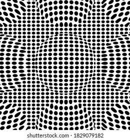 Spheres Optical Illusion. Distorted Halftone Texture. EPS 10 Illustration.