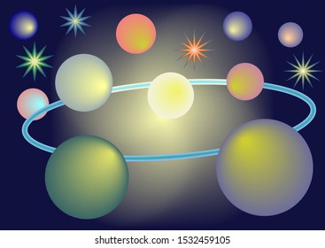 Spheres and stars in the universe-a colorful background