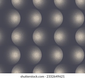 Spheres Structure Dynamic Seamless Pattern Vector Dotwork Abstract Background. Textile Design Cool Fabric Print Repetitive Pale Grey Wallpaper. Halftone Graphic Grain Texture Loopable Art Illustration