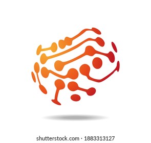 Sphere-shaped circuit board pattern in orange