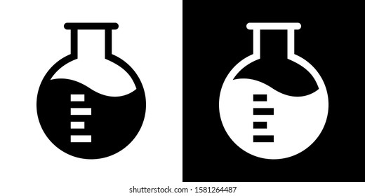 Spheric Laboratory Flask. Glyph Icon in White and Black Version.