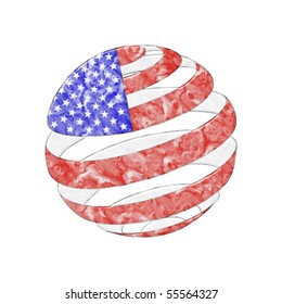 Spherical American Flag With Shine