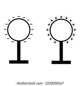 Spherical conductor electrostatic induction charge distribution. Demonstration physics and electricity experiment. Scientific vector illustration isolated on white background.