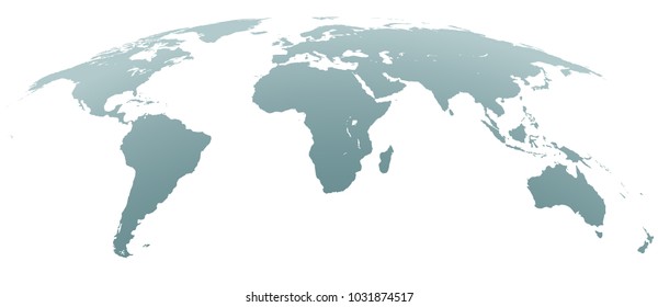 Spherical Curved Gray World Map on White Background. World Shape Design Element. Vector Illustration.