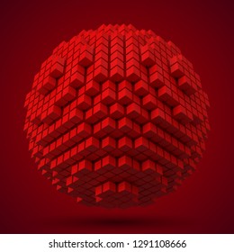 spherical data block. made with red cubes. 3d pixel style vector illustration. suitable for blockchain, technology, computer and abstract themes. - Powered by Shutterstock - Get 15% off with code: PIKWIZARD15