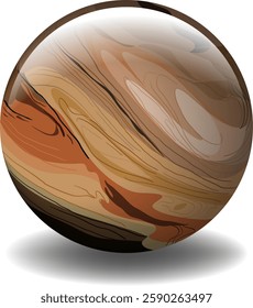 A spherical design with earthy, swirling patterns