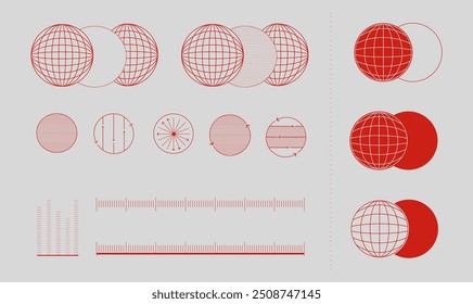 Diagramas esféricos con líneas de campo, dipolos magnéticos o campos gravitacionales alrededor de cuerpos celestes, enfatizando la distribución de la fuerza. Ciencia. Estética moderna, arte minimalista. diseño de Vector, cartel