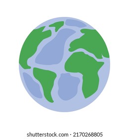 Spherical Earth Map Semi Flat Color Vector Object. Full Sized Item On White. Interactive Visualization Of Planet. Simple Cartoon Style Illustration For Web Graphic Design And Animation