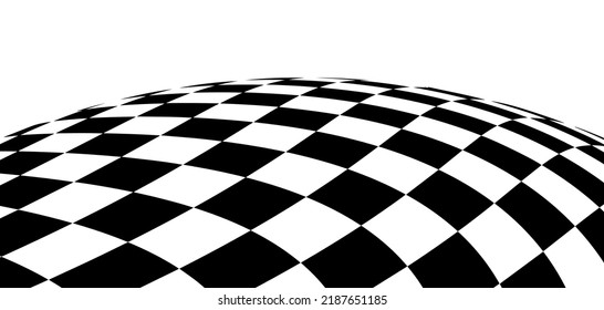 A Spherical Floor In Perspective With A Checkerboard Texture. Empty Chess Boards. Futuristic Grid Technology. Vector Illustration.