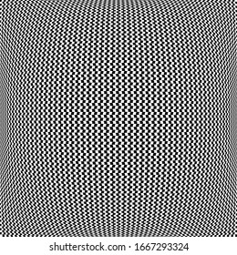 Spherical, globe circular distort effect pattern. Curved bulge, protrude warp effect. Convex globular, extrusion, bump deformation 