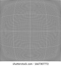 Spherical, globe circular distort effect pattern. Curved bulge, protrude warp effect. Convex globular, extrusion, bump deformation 