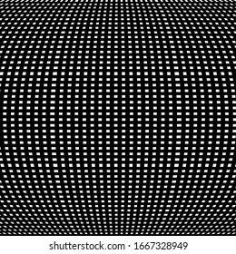 Spherical, globe circular distort effect pattern. Curved bulge, protrude warp effect. Convex globular, extrusion, bump deformation 