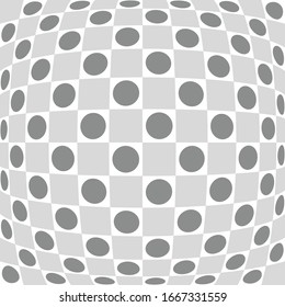 Spherical, globe circular distort effect pattern. Curved bulge, protrude warp effect. Convex globular, extrusion, bump deformation 