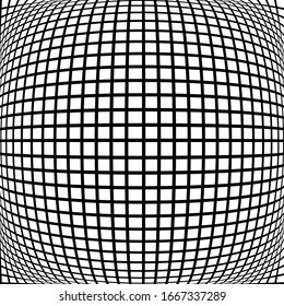 Spherical, globe circular distort effect pattern. Curved bulge, protrude warp effect. Convex globular, extrusion, bump deformation 
