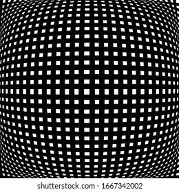 Spherical, globe circular distort effect pattern. Curved bulge, protrude warp effect. Convex globular, extrusion, bump deformation 