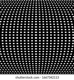 Spherical, globe circular distort effect pattern. Curved bulge, protrude warp effect. Convex globular, extrusion, bump deformation 