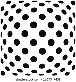 Spherical, globe circular distort effect pattern. Curved bulge, protrude warp effect. Convex globular, extrusion, bump deformation 