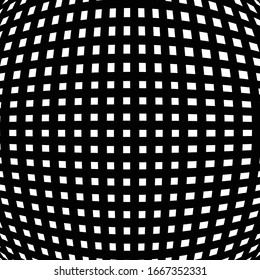 Spherical, globe circular distort effect pattern. Curved bulge, protrude warp effect. Convex globular, extrusion, bump deformation 