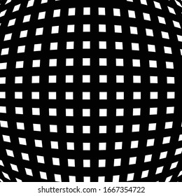 Spherical, globe circular distort effect pattern. Curved bulge, protrude warp effect. Convex globular, extrusion, bump deformation 