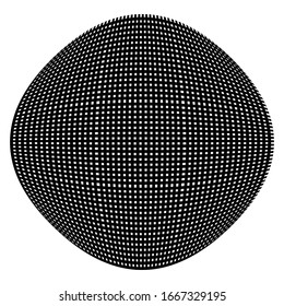 Spherical, globe distort effect. Curved bulge, protrude warp. Convex globular extrusion. Circular bump deformation design