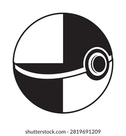 Spherical object with central button black and white silhouette