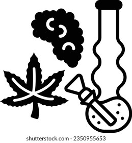 Diseño de iconos portadores de Pocket Bubbler esférico, símbolo de cannabis y marihuana, señal de thc y cbd, ilustración de la reserva de drogas de origen vegetal recreativa, concepto de tubería de agua portátil para fumar hash