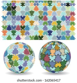 Spherical puzzles with pattern