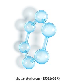 Spherical Rod Molecule Chemistry Model Vector. Science And Microscope Glass Molecule. Reflective And Refractive Molecular Shiny Figure. Globes Connected Around Template Realistic 3d Illustration